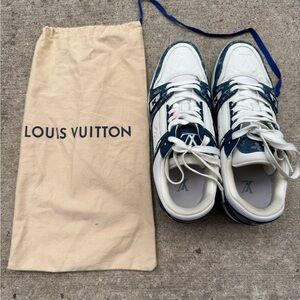 Louis Vuitton White and Blue Trainers